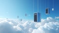 Cloud Computing Servers in the Sky: Virtual Infrastructure in the Clouds Royalty Free Stock Photo